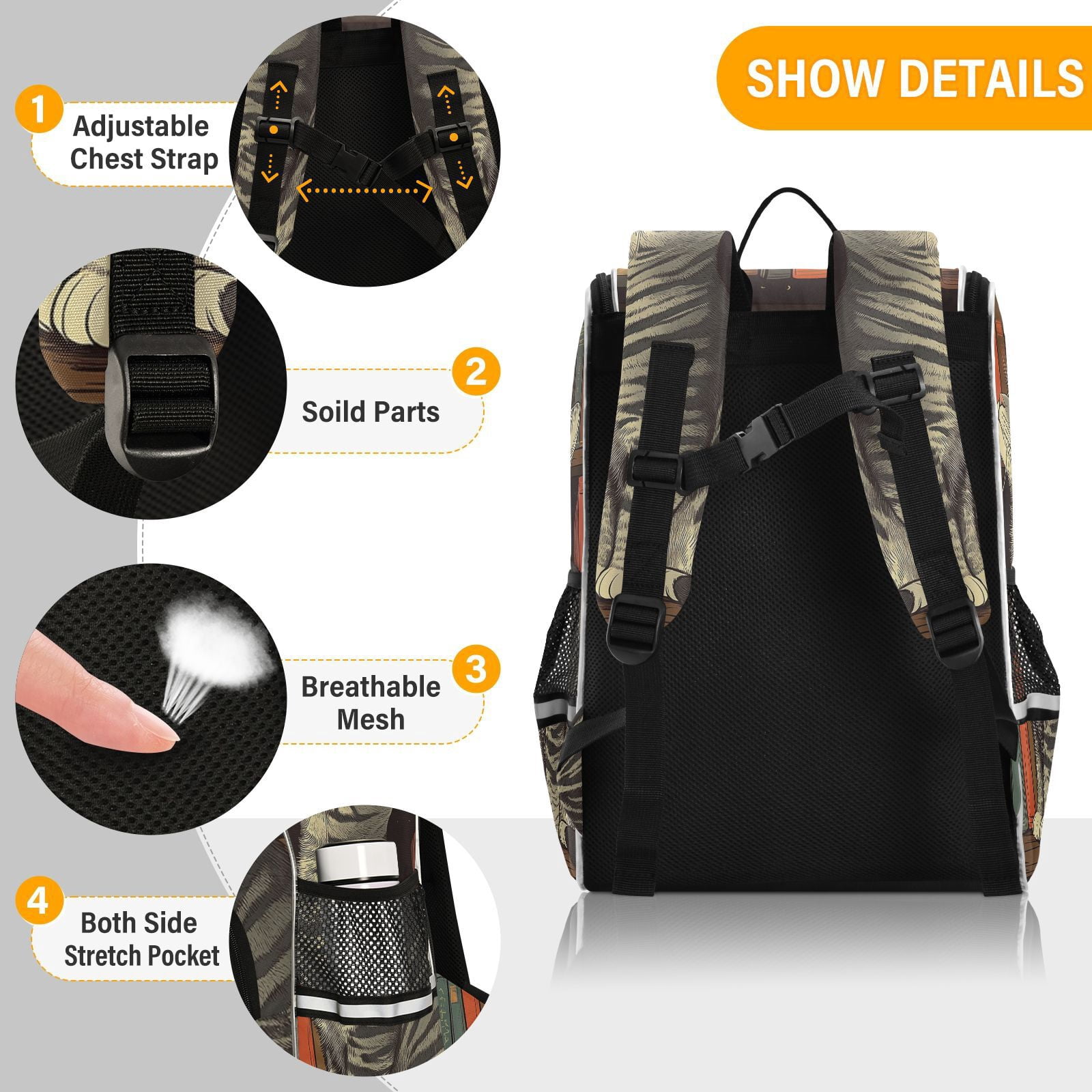 Cat Bookshelf Backpack Big Laptop Backpack Casual Daypack Quilted Large Capacity Large Bookbags