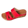 thumbnail image 5 of Dakaela Womens Wedge Sandals Leather Comfortable Dressy Slip on Slides Ladies Orthopedic Open Toe Casual Platform Walking Shoes with Arch Support Size 6-10 Red, 5 of 7