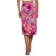 thumbnail image 3 of Faldas hawaianas para mujeres INSPIRE CHIC 2024, falda tropical con fruncido frontal y abertura, XL, color rosa intenso, 3 of 6