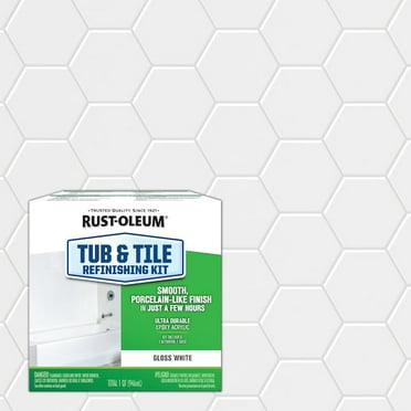 Tub and Tile Refinishing Kit, White, Gloss, 1 qt, 70 to 110 sq ft/gal, Tub & Tile Paint Series