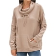 thumbnail image 2 of Xcmzpl Fleece Sweatshirts for Women Plus Size Solid Color Round Neck Sweatshirt Trendy Sweater Tops Tunic Long Sleeve T-shirts Fall Clothes, 2 of 7