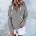 thumbnail image 2 of WZXFASHION Women's Solid Color Fashion Casual Button Drawstring Pocket Long Sleeve Sweater 50% Off Clearance lightweight pullover sweater, 2 of 6
