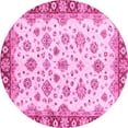 thumbnail image 1 of Ahgly Company Indoor Round Abstract Pink Modern Area Rugs, 4' Round, 1 of 4