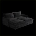 thumbnail image 4 of 2-Seater Corduroy Deep Seat Sofa with 2 Movable Footrests | Solid Wood Frame | Cushion Back | Corduroy for Living Room, 4 of 14