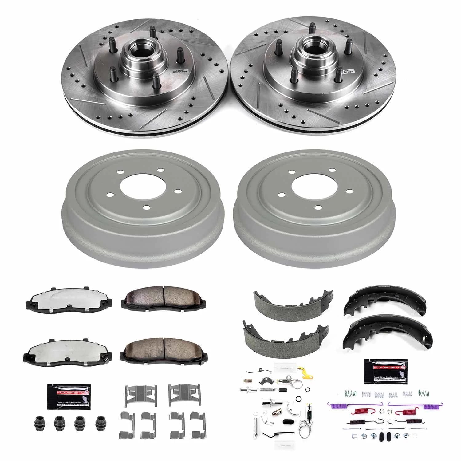 PowerStop Front and Rear Z36 Truck & Tow Brake Pad Rotor Drum and Shoe Kit Fits: FORD Select Models K15175DK-36