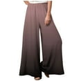 thumbnail image 3 of qolati Wide Leg Palazzo Pants for Women 2023 Solid Color Elastic High Waisted Boho Pant Casual Flowy Baggy Beach Lounge Trousers, 3 of 7