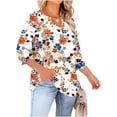 thumbnail image 4 of Striped Color Block Tunic Top for Women Split V-Neck 3/4 Sleeve Relaxed Fit Casual Soft Graphic Blouse Office Work Professional Daily Wear Clothes, 4 of 7