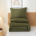 thumbnail image 3 of AOJIM Olive Green Comforter Set King Size, 1 King Size Duvet Insert with 2 Pillowcases, Lightweight Bed Set for All Seasons, Simple Boho Bedspread Blanket, 3 of 9