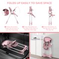 thumbnail image 3 of Sejoy 4 Wheels Baby High Chair for Toddlers, Foldable High Chair with Adjustable Seat Heigh, Pink, 3 of 9