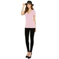 thumbnail image 5 of Made by Johnny Women's Basic Fitted Soft Short Sleeve Deep V-Neck T-Shirt M PINK, 5 of 6
