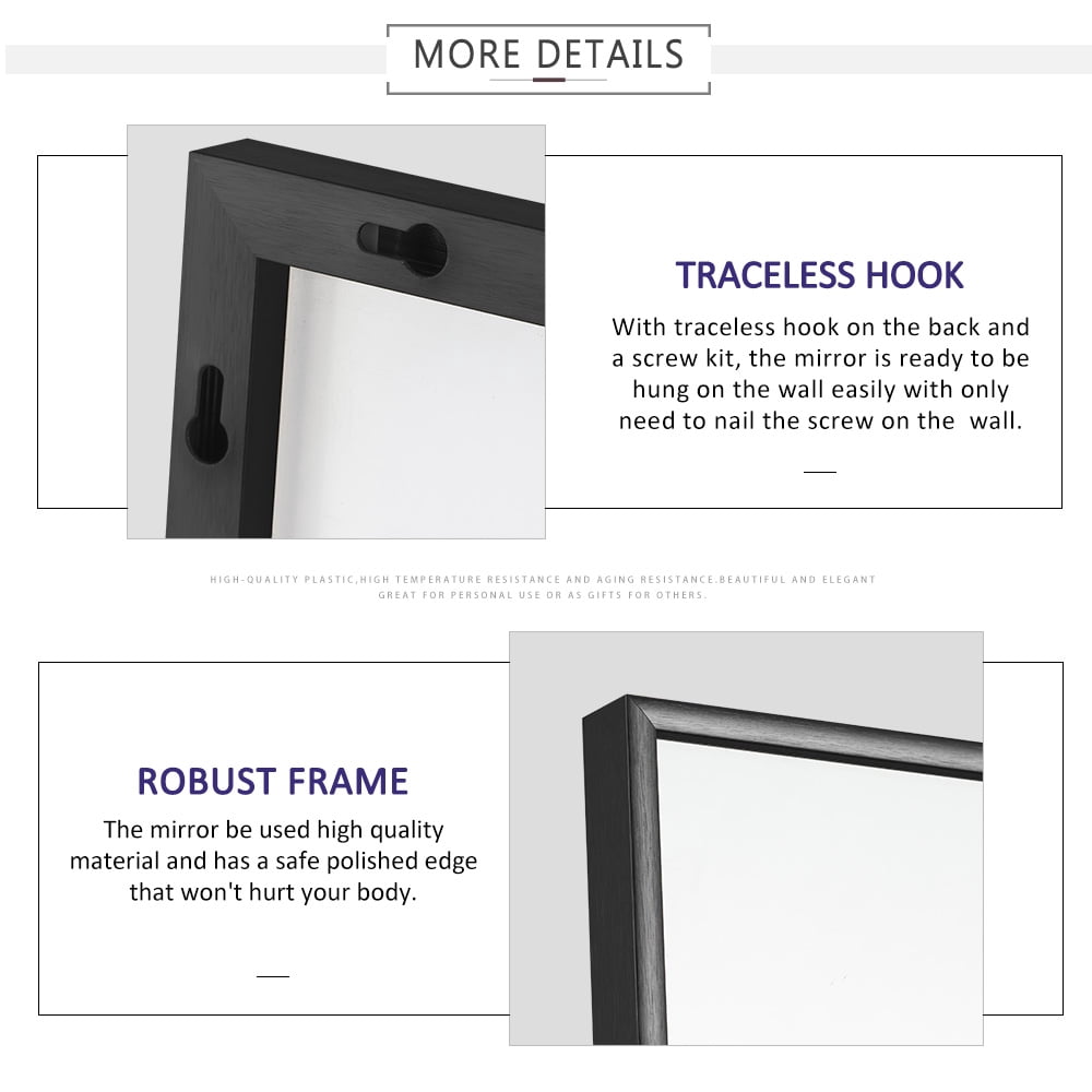 59"x35" Black Modern Full Length Mirror