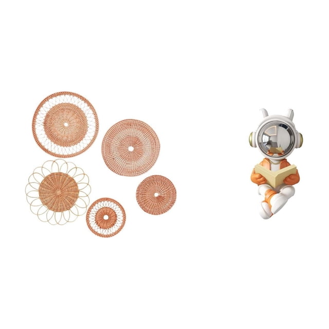 Arte Mural Tejido En Ratán Y Escultura De Astronauta, Estatua Decorativa Para Salón De Té, Pasillo, Dormitorio, Porche, Cafetería Y Centro De Mesa De Chimenea.