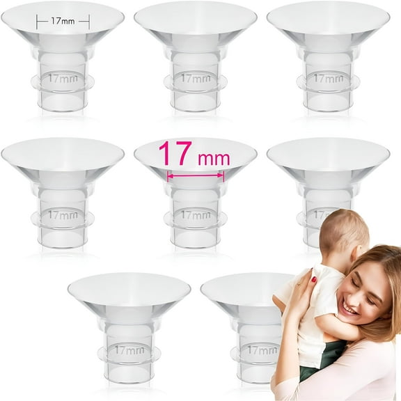 XIRQI 8PCS Flange Insert,Shield of Breast Pumps,Breast Pump Replacement Pump Parts Washable Silicone Inserts Reusable Compatible with 1m,15mm,17mm,18mm,19mm,20mm,21mm,24mm Breast Pumps (17mm)