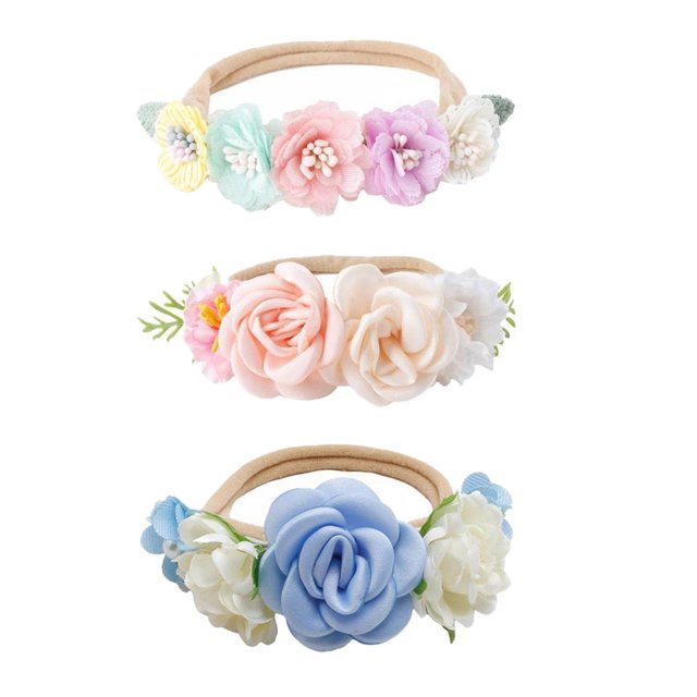 Diadema de 3 piezas para niña, hermoso turbante para recién nacidos y Estilo D Baoblaze Diademas florales