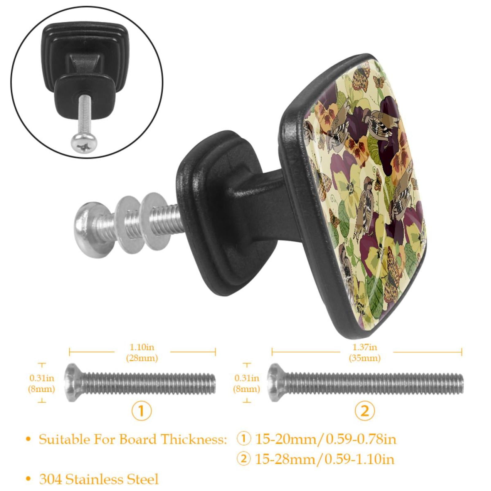 4 Pcs Cabinet Handle Drawer Pulls Countryside Birds Knobs with Screws Square Furniture Office Cabinet Knob Decoration