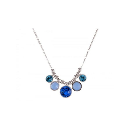 Dangle Birthstones Jewelry - Blue Milk Opal Zircon Bead Spotlights Crystal Dangle Necklace Jewelry