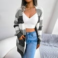 thumbnail image 3 of Womens Fall Fashion 2022! QLEICOM Sweaters for Women, Women's Fashion Autumn Winter Stripes Long Sleeve Cardigan Sweater Coat Tops On Clearance, 3 of 6