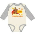 thumbnail image 3 of Inktastic Happy Thanksgiving with Cute Turkey and Leaves Boys or Girls Long Sleeve Baby Bodysuit, 3 of 5