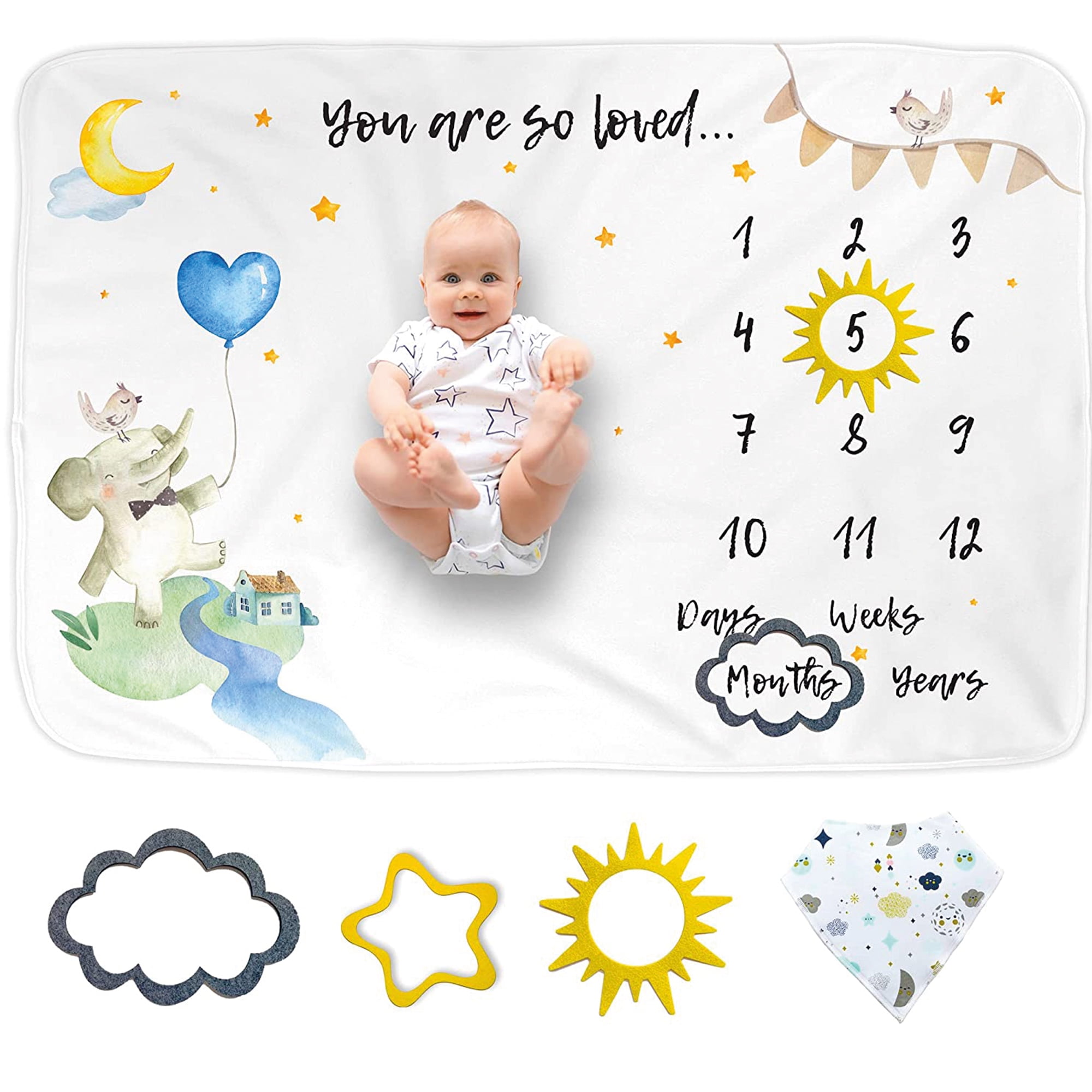 Luka&Lily Monthly Baby Milestone Blanket for Girls and Boys Newborn