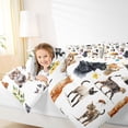 thumbnail image 4 of jejeloiu Watercolor Cat Floral 7pcs Bedding Comforter Set Kids,Wildflower Kitten Pattern Queen Bedding Sets,Reversible, 4 of 7