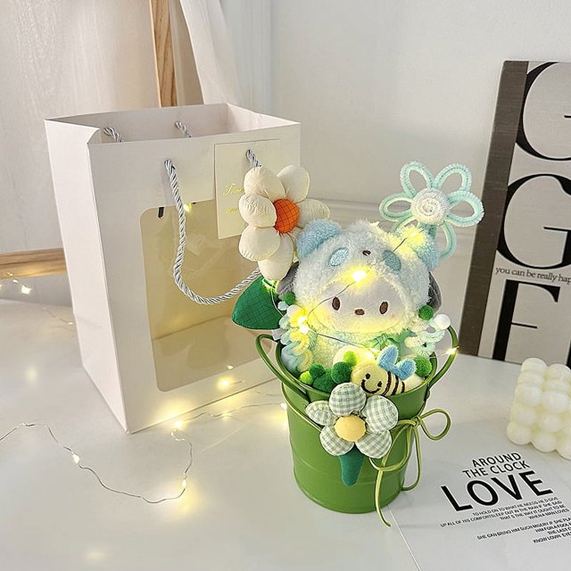 Muñeco de peluche con forma de flor eterna en maceta, de dibujos animados, con flores para profesores, regalo del Festival Qixi, regalo del Día del Profesor