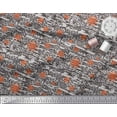 thumbnail image 2 of Soimoi Grey Silk Fabric Floral & Leopard Animal Skin Print Fabric by the Yard 42 Inch Wide, 2 of 3