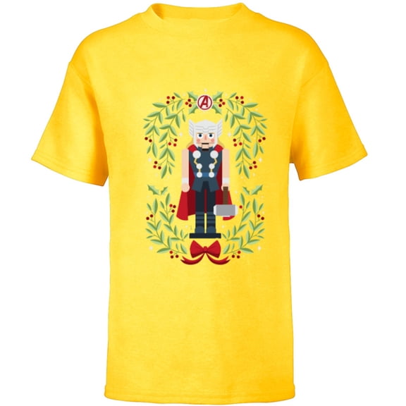 Marvel Holiday Christmas Avengers Holly Thor Nutcracker - Short Sleeve T-Shirt for Kids - Customized-Yellow