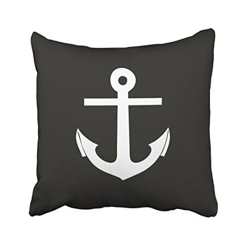 RYLABLUE Square Throw Pillow Covers Vintage Black And White Anchor Nautical Pillowcases Polyester 18 X 18 Inch With Hidden Zipper Home Sofa Cushion Decorative Pillowcase Walmart