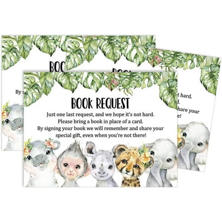 Inkdotpot 30 Books For Baby Shower Request Cards Bring A Book Instead Of A Card Safari Jungle Animals Baby Shower Invitations Inserts Games