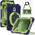 thumbnail image 2 of XYX Tablet Case for Samsung Galaxy Tab Active5 8.0 inch SM-X300/SM-X306B, 360 Degree Rotating Hand Grip Shockproof Cover with Shoulder Strap, NavyBlue Lime, 2 of 7