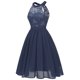 thumbnail image 2 of ICHUANYI Clearance Women Vintage Princess Floral Lace Cocktail Neckline Party Aline Dress(Navy, XL) ICHUANYI WER2023081008935, 2 of 5