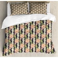 thumbnail image 1 of Cactus Spring Flower Duvet Cover Set King Size, Vertically Arranged Details Succulents Hand Drawn Like, Decorative 3 Piece Bedding Set with 2 Pillow Shams, Dark Indigo and Multicolor, by Ambesonne, 1 of 3
