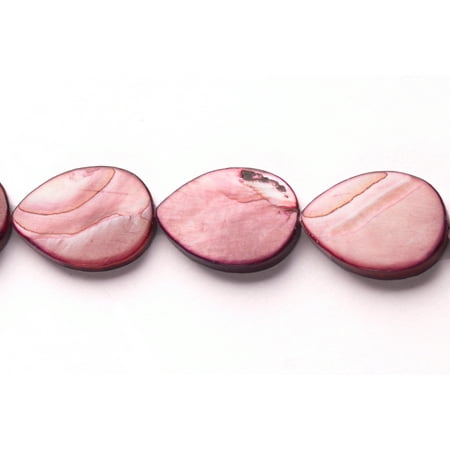 Beaded Teardrop Pendant - Coral Pink Mother-Of-Pearl Tear Drop Shell Beads Size:17x12mm
