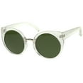 thumbnail image 2 of sunglassLA Unisex Women's High Fashion Oversize Round Lens Cat Eye Sunglasses (Clear-Silver / Green) - 55mm, 2 of 4