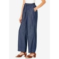 thumbnail image 3 of Roaman's Women's Plus Size Pull On Wide Leg Chambray Pant, 3 of 4