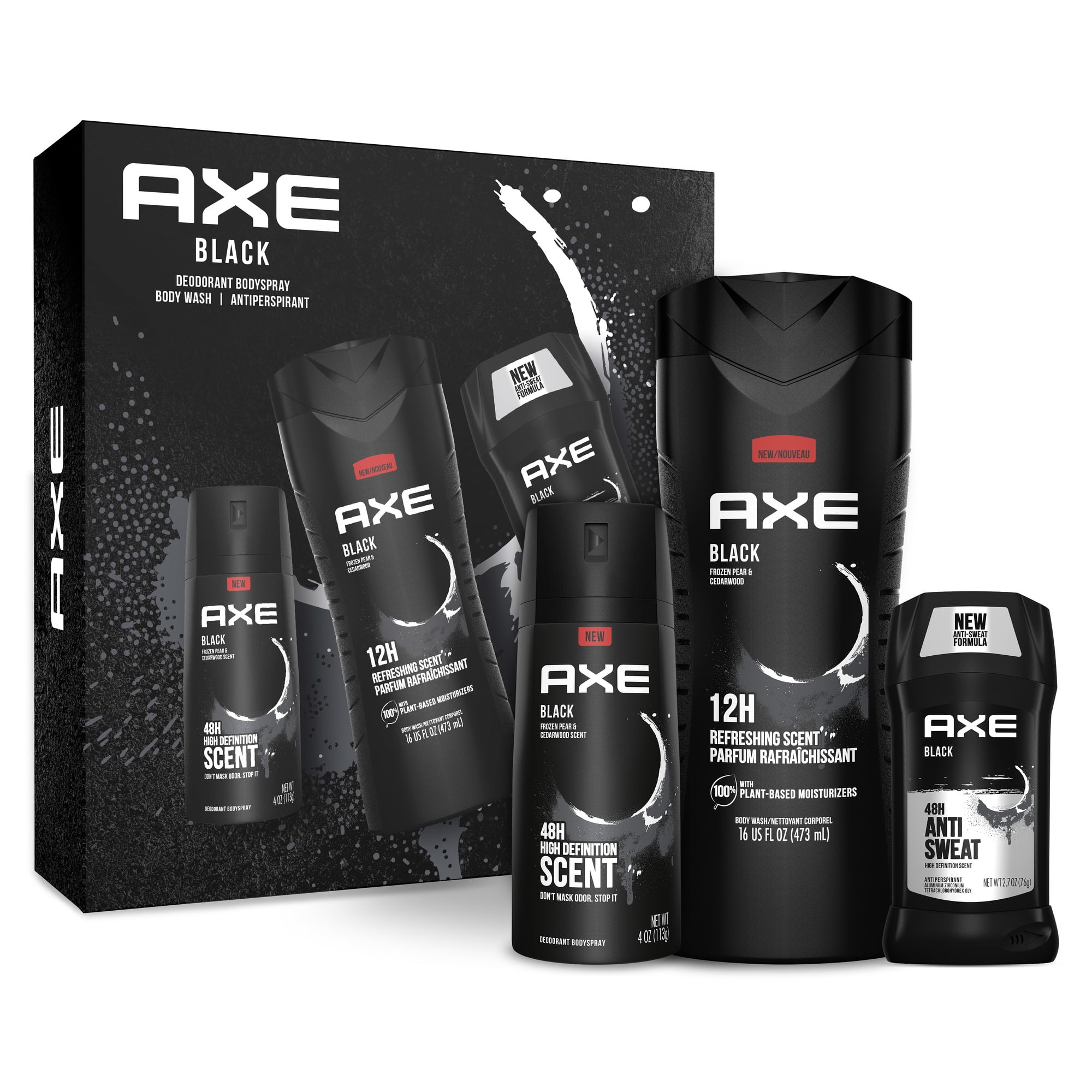 ($13 Value) AXE Black Holiday Gift Set (Deo Body Spray, Deo Stick, Body Wash) 3 Ct