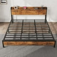 thumbnail image 7 of Senfot King Industrial Platform Bed Frame, USB Charging Station, 2-Tier Storage, No Box Spring Needed, Retro Brown Wood Finish, Heavy Duty Metal Frame with Headboard, 7 of 7