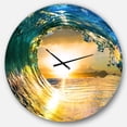 thumbnail image 1 of Designart 'Colored Ocean Waves Falling Down II' Coastal wall clock, 1 of 5