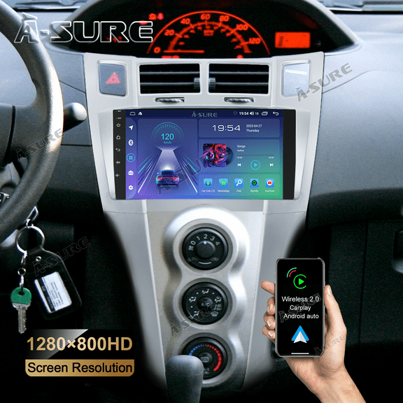 9" Android 13 Wireless CarPlay Car Radio Stereo for Toyota Yaris XP90 2005-2010 GPS Navi WiFi Bluetooth DSP SWC USB 2 32GB