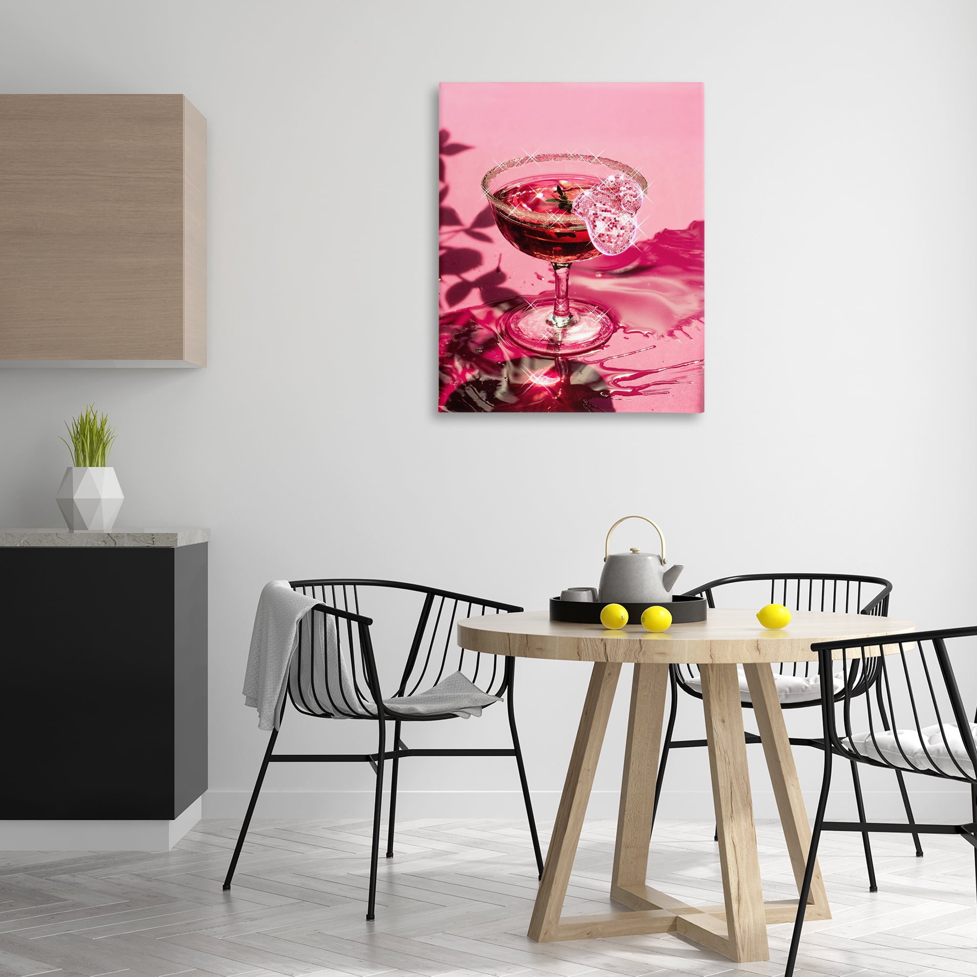 Stupell Industries Pink Glimmering Drink Food & Beverage Painting Gallery Wrapped Canvas Art Print Wall Art, 30 x 40