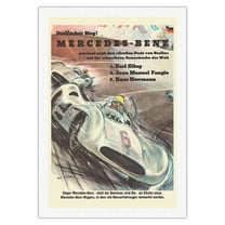 Mercedes Benz - Grand Prix of Berlin - Formula One Racing - Vintage Car Racing Poster by Hans Liska c.1954 - Fine Art Rolled Canvas Print 27in x 40in
