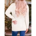thumbnail image 2 of Women'S 2025 Fall Long Sleeve Cable Knit Sweater Open Front Cardigan Button Loose Outerwear Cream White XXL, 2 of 7
