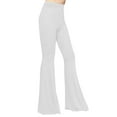 thumbnail image 4 of AILIYIL Flare Leggings For Women Retro Hippie High Waisted Wide Leg With Pockets Long Flare Pants High Waisted Yoga Pants (White,XL), 4 of 6