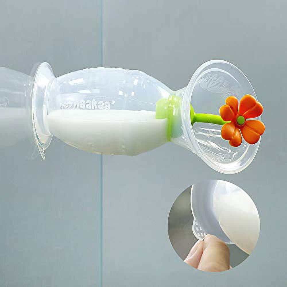 Haakaa Manual Breast Pump with Suction Base and Flower Stopper(5oz/150ml)(Orange)