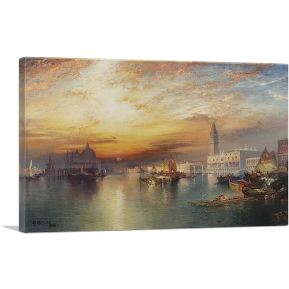 ARTCANVAS Grand Canal Venice Canvas Art Print by Thomas Moran - Size: 12" x 8" (0.75" Deep)