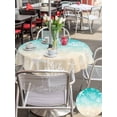 thumbnail image 5 of Outdoor Tablecloth with Umbrella Hole for Patio/Picnic/Party/Camping, Teal Beige Ombre Coastal Waterproof Table Cloth Round Cover Washable, Nautical Beach Starfish Coral Summer (Dia 60"), 5 of 8