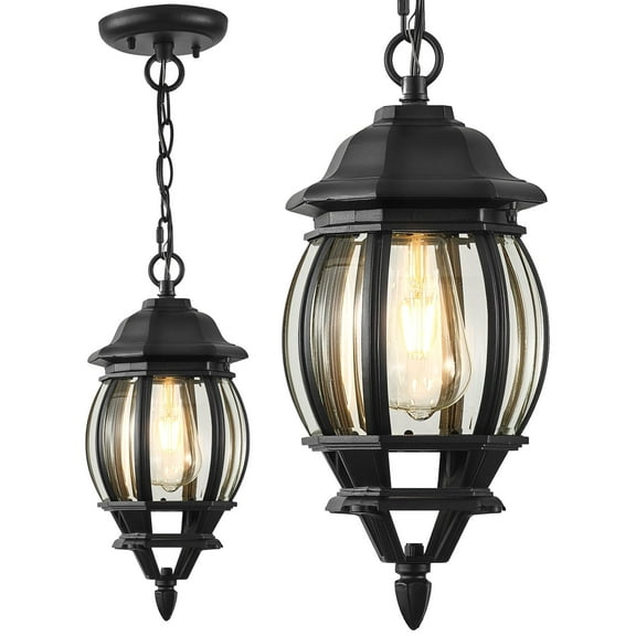 VIANIS Black Outdoor Pendant Lighting, Aluminum Outdoor Hanging Light Fixtures With Waterproof, Ceiling Light for Porch Anti-Rust, Adjustable Chandelier Lantern for House, Door