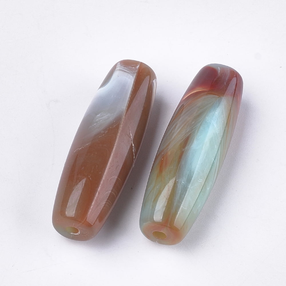 500gs Acrylic Beads Spaghetti Beads Imitation style Oval Saddle Brown 40.5x13.5mm Hole: 2.5mm about 95pcs/500g