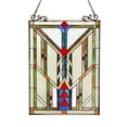thumbnail image 2 of 25 Inch Glass Window Panel with Tiffany Geometric Pattern, Multicolor, 2 of 2