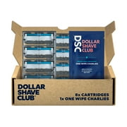 Dollar Shave Club | 6 Blade Club Series Razor Refill Cartridges, 8 Count, 1 Individual Wipe | Precision Cut Stainless Steel Blades with a Built-in Trimmer Blade | Razors for Men, Razors for Women